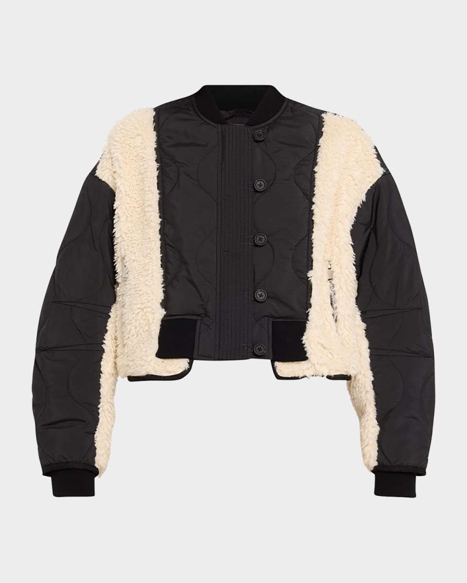 Cropped Sherpa Combo Bomber Jacket